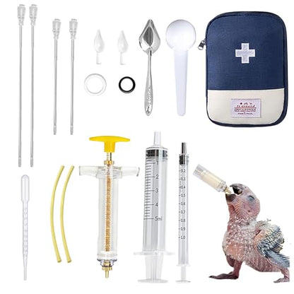 16 pcs Baby Bird Feeding Syringe Set - Bird Hand Feeding Syringe Set, Baby Birds Feeder with 20ml Feeding Syringes, Birds Feeder Scoop, Soft Tubes for Parakeets & Cockatiels (Blue) - color: Blue