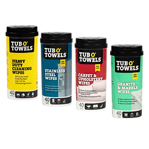 Tub O' Towels Household Cleaning Wipes Variety Pack, 7" x 8", 4-Pack - style: 4-Pack of Specialty Wipes