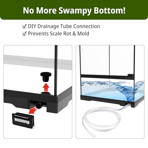 11 Gallon Tall Reptile Glass Tank 12"x12"x18" with Drainage Hole - Pre-Assembled Vertical Reptile Cage Enclosure for Arboreal Geckos,Chameleon,Lizard,Tree Frog and Snake