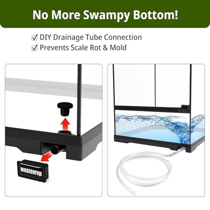 11 Gallon Tall Reptile Glass Tank 12"x12"x18" with Drainage Hole - Pre-Assembled Vertical Reptile Cage Enclosure for Arboreal Geckos,Chameleon,Lizard,Tree Frog and Snake