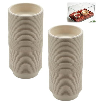 Gecko Feeding Cups, 100-Pack 1 Oz Small Paper Bowls for Crested Gecko Food and Water, Disposable Condiment Cups for Reptile Feeding Dishes and Ledge Accessories, Biodegradable