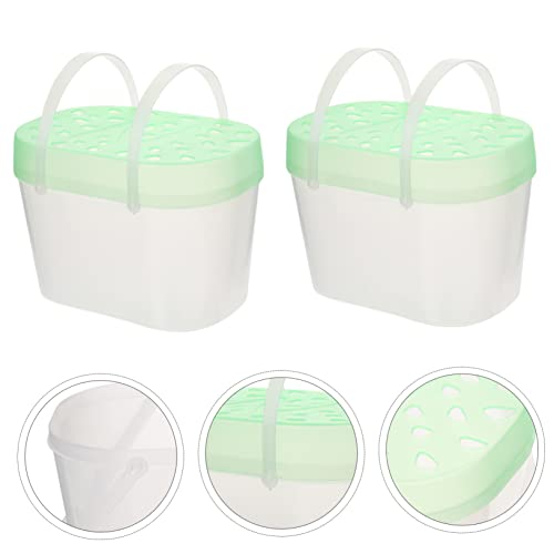 YARNOW 2pcs Portable Hamster Boxes and Turtle Containers with Thickened Lid Reptile Cages for Travel Comfortable Ventilation Design - color: Green