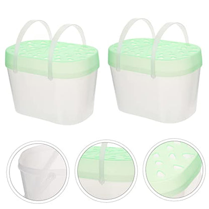 YARNOW 2pcs Portable Hamster Boxes and Turtle Containers with Thickened Lid Reptile Cages for Travel Comfortable Ventilation Design - color: Green