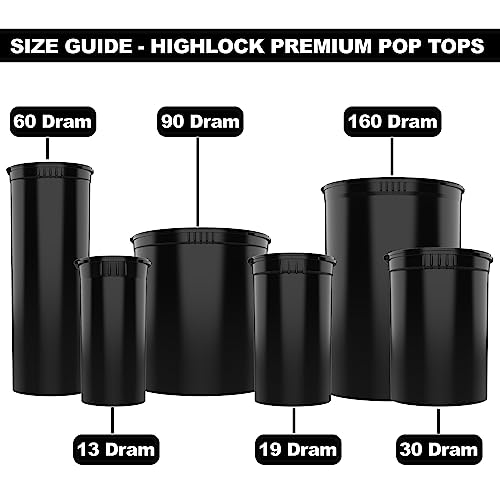 90 Dram CR Plastic Packaging Pop Top Containers - Child Resistant Travel Holder Vial Bottles - 60 qty (Black) - color: Black