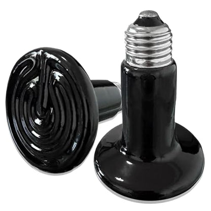 2 Pcs 100W Reptile Heat Lamp Ceramic Emitter, No Light Emitted 24Hr Heat Bulb for Reptiles & Amphibians, Safe Durable Ceramic Heating Lamp for Chicken Coop Dog Cat Pet Brooder, 110V Black - color: Black 110v 100w