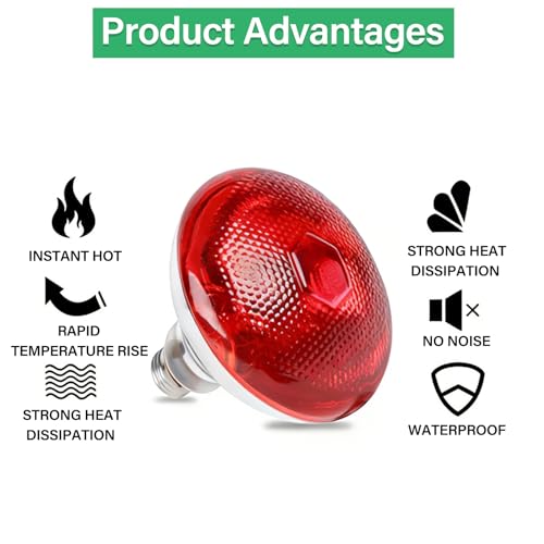150W Infrared Heat Lamp Bulbs,Reptile Infrared Heat Emitter Red Heat Lamp Bulbs Infrared Basking Light Bulbs for Reptiles, Lizard, Tortoise, Chickens, Pets (2)