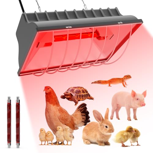 UTFEEDY Chicken Coop Heater, Aluminum Brooder Heater Lamp for 30 Chicks or Duckling, 250 Watts Heating Plate Lamp Warmer with Adjustable Temperature & 8 feet Iron Chain for Amphibians, Livestock, Pets - color: Grey