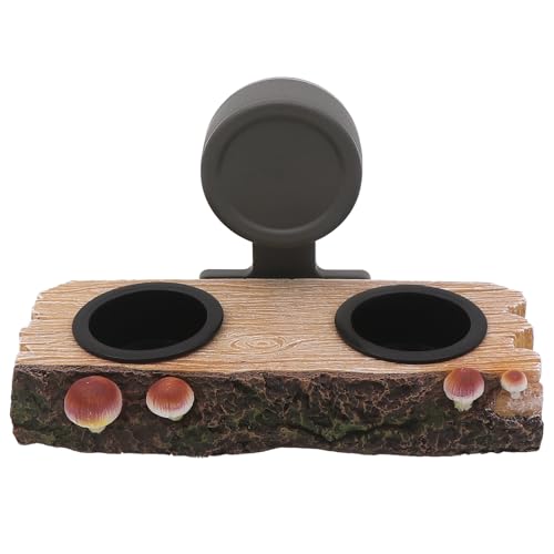 AQUA KT Reptile Gecko Feeding Ledge Food Water Double Bowl with Suction Cup for Terrarium Habitat Snake Lizard Bearded Dragon Chameleon Turtle Feeder Tank Accessory