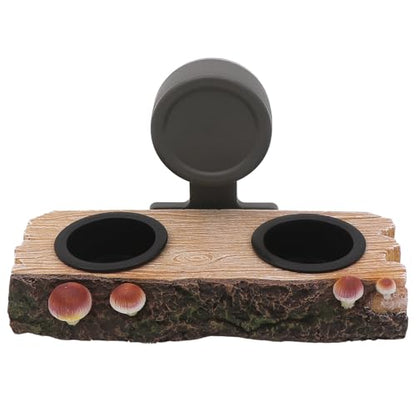 AQUA KT Reptile Gecko Feeding Ledge Food Water Double Bowl with Suction Cup for Terrarium Habitat Snake Lizard Bearded Dragon Chameleon Turtle Feeder Tank Accessory