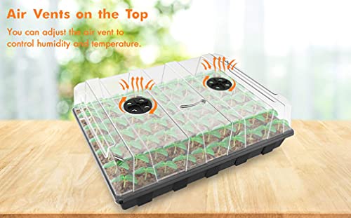 Gardzen 5 Pack Seed Starter Trays with Vented Domes 350 Cell | Smiling Face Plant Germination Kit with Humidity Domes and Bases, 18"x14" Tray for Starting Seeds - size: 70-Cell Black Eyes 5-Pack