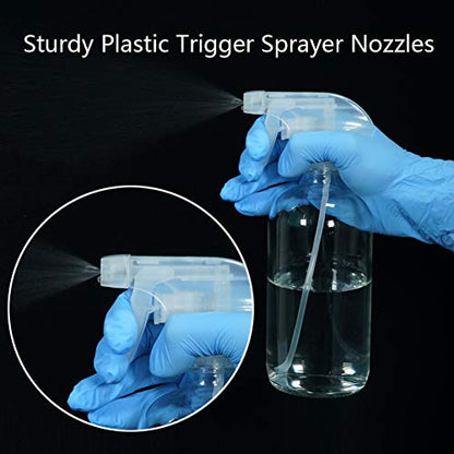 Glass Spray Bottles Empty 16oz Boston Round Bottle Refillable Container for Essential Oils with Funnel Lables Cleaning Products Aromatherapy Lotions Liquid Soaps (WhiteWhite) - color: A-Clear