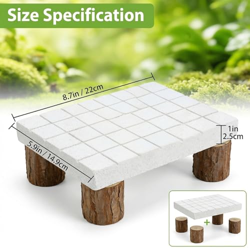 Bearded Dragon Tank Accessories Shedding Rock Reptile Basking Platform | Calcium Stone & Wood Pile, Dead Skin Removal, Claw Grinding Block, Natural Terrarium Habitat Decor, Ideal Basking Lizard
