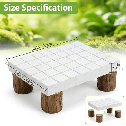 Bearded Dragon Tank Accessories Shedding Rock Reptile Basking Platform | Calcium Stone & Wood Pile, Dead Skin Removal, Claw Grinding Block, Natural Terrarium Habitat Decor, Ideal Basking Lizard