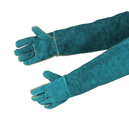 F&Yard Canvas Pet and Reptile Handling Gloves with Extended Arm Coverage, Protection Gloves for Feeding and Grabbing Use