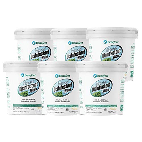 Benefect Botanical Disinfectant Wipes – 1,500 Sanitizing Wipes. 6 Pack of 250 Wipes Per Unit - High Traffic - Gym Wipes, Schools and Food Safe Cleaning (250, 6) - size: 250 Count (Pack of 6)