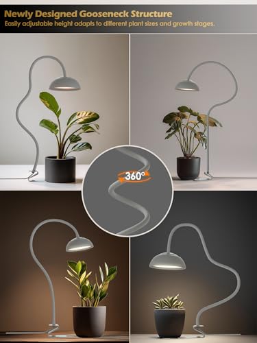 Smart Grow Light for Indoor Plants, Full Spectrum Plant Grow Light | 10W LED Plant Light with 3/9/12 Timer, Smart APP&in-line control, 10 Dimming Levels, Height Adjustable Grow Light with Base - color: White