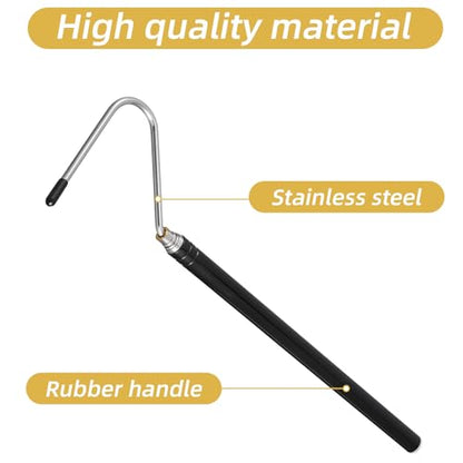 Mabor 40 Inch Snake Hook, Stainless Steel Extensible Grappling Hook | Retractable Pick-Up Handling Tool Pool Skimmer Basket Hooks - size: 11.6 - 40.9 inches