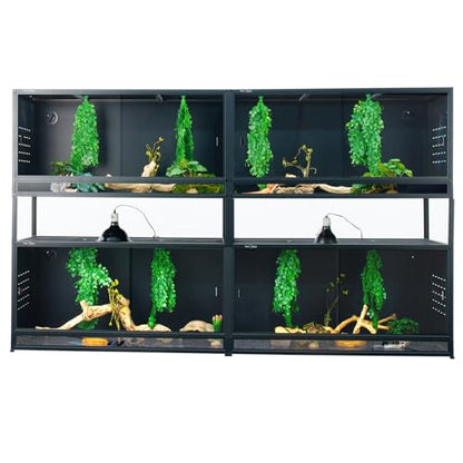 Stackable Space Efficient Reptile Enclosure 44"x20"x20", Reptile Tank 4 Packs for Bearded Dragon and Ball Python, Expandable Snake Terrarium with Front Opening, Combination Lock