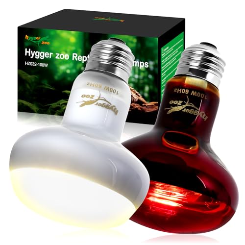 100W Reptile Heat Lamp Bulbs 2-Pack — UVA Daylight & Infrared Night Combo, Efficient Basking Light for Bearded Dragon, Lizard, Turtle, Chicken, E26 Base - color: Multi-colored, size: 100W