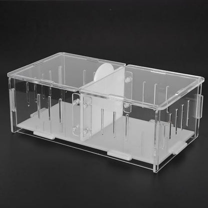 Acrylic Reptile Breeding Box, Feeding and Landscaping Box, Transparent with Movable Partition for Crickets and Small Reptiles