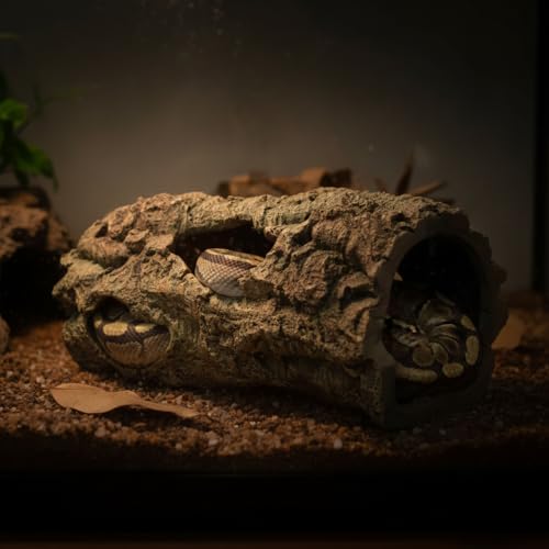Reptile Terrarium Hideout Decor, Resin Wood Hide, Large | For Reptiles, Fish, Amphibians, Small Animals