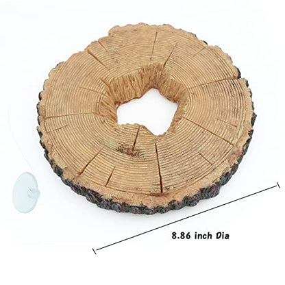 AQUA KT Aquatic Turtle Tree Trunk Round Freestanding Floating Dock Island Climbing Basking Platform Large Non Slip with Suction Cup, for Pond and Amphibian Reptile Terrarium Habitat - color: Large
