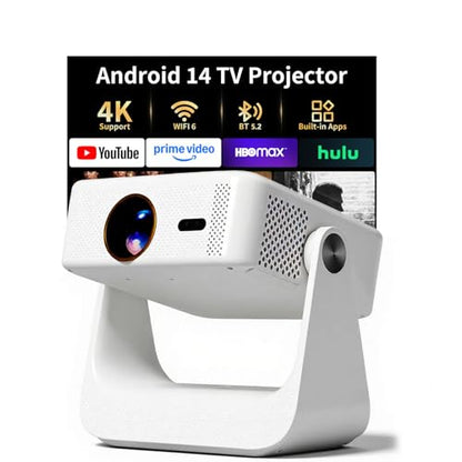 D3 Smart Movie Projectors with WiFi and Bluetooth, 1500 Lumens Supports 4K (Native 1080P ),Mini Portable Projector for Home Cinema ,Auto Focus & Keystone.(White)
