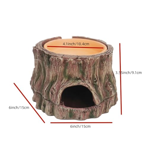 Reptile Hideout with Detachable Base and Humidity Dish, Gecko Hide Climbing Toy Tank Accessories, Terrarium Decor, Reptile Hide Cave for Crested Gecko,Lizard, Snake, Crabs