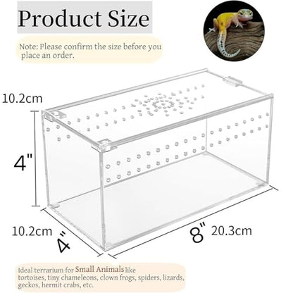 Reptile Terrarium Breeding Box Ventilated Container Enclosure for Lizards Terrapin Crayfish Snake- 20.3cmx10.2cmx10.2cm