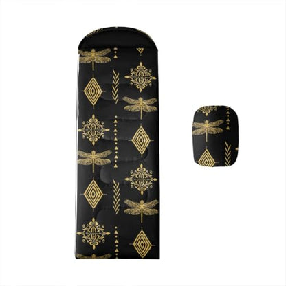 Erosebridal Sugar Skull Kids Sleeping Bag Southwestern Aztec Western Camping Blanket for Hiking Travel Hunting Sleep Bag - color: Black Yellow Gold 7