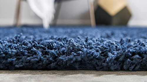 Unique Loom Solid Shag Collection Area Rug (2' 2" x 6' 5" Runner, Sapphire Blue/ Navy Blue) - color: Sapphire Blue/Navy Blue, size: 2'2" x 6'5" (Rectangular)