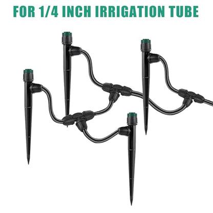 Drip Irrigation Emitters Sprayers for 1/4" Tubing, Adjustable 360 Degree Water Flow Sprayer on 5.5" Arrow Stake,with 1/4" Locked Tee for Watering System(30Pcs Sprayers and 30Pcs Tee) - style: 30Pcs Sprayers and 30Pcs Tee