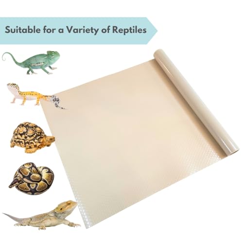 Reptile Tank Liner, 23.6" x 59", Bearded Dragon Gecko, Beige | Easily cut to fit 4'x2'x2' enclosure, 120 Gallon, Waterproof, Stain-Resistant, Terrarium Mat Substrate Carpet Bedding