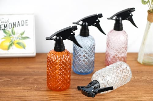 Glass Handheld Spray Bottle - 12oz Refillable Bottle ，Adjustable Nozzle Watering Can for Garden Plants Cleaning Solutions (Blue) - color: Blue