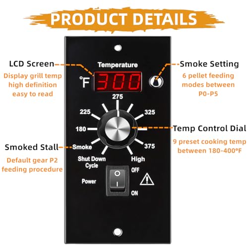 Digital Temperature Controller Replacement Parts BAC236 for Traeger Grills | Upgrade Control Board Replacement Parts for Traeger Pellet Smokers, with 7" RTD Temperature Sensor Probe and Hot Rod Igniter