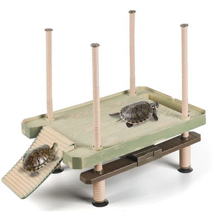 Pawfly Turtle Basking Dock with Ramp, Floating Reptile Platform for Aquatic Turtles in 30 Gallon Aquarium Tanks or Larger