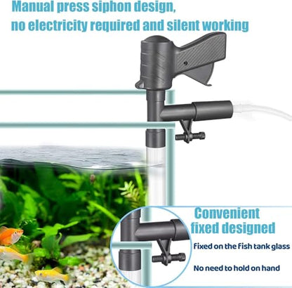 Aquarium Gravel Cleaner Siphon Fish Tank Vacuum Cleaner for Absorb Dirt Wash Sand Algae Scrapers Water Changer Gravel Washer Aquarium Thermometers Fish Net kit for Fish Tank Cleaning Gravel and Sand - size: Upgraded version 09G