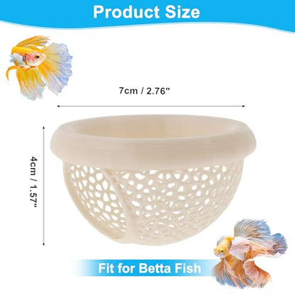 Floating Betta Cave & Hammock, Multi-Functional Hideout for Aquarium Beige - color: Beige