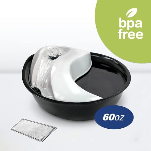 Pioneer Pet Raindrop Fountain, Pet Drinking Fountains (60 oz., Plastic -Black & White) - color: Plastic (Black & White)