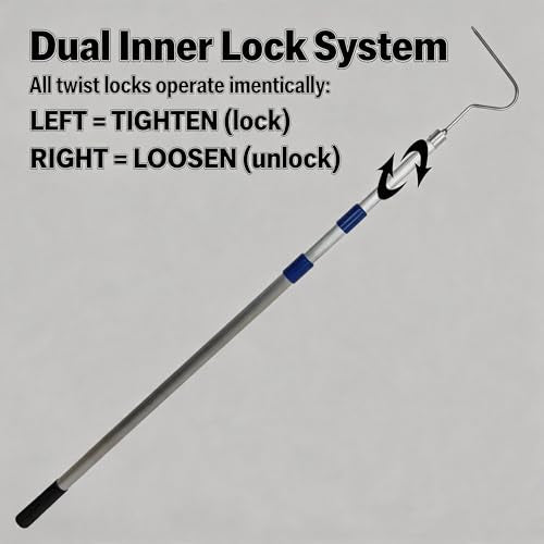 36"-83" Telescoping Snake Hook - Professional Outdoor/Home Reptile Tool, Aircraft-Grade Aluminum Pole & Stainless Steel Hook, Holds 50lbs