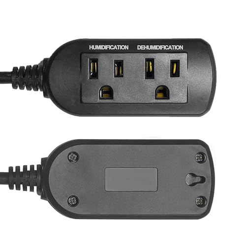 Digital Humidity Controller, Pre-Wired Humidity Controlled Dual Stage Outlets for Mushroom Growing, Reptile, Grow Tent, Humidifier/Dehumidifier