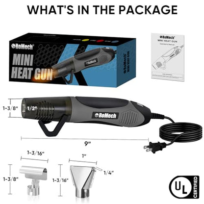 350W Heat Gun with 2 Nozzles, Dual Temp Heat Gun 400°F-660°F, Fast Heat Hot Air Gun with Overload Protection for DIY Craft Embossing Shrink Wrapping (Grey) - color: Grey