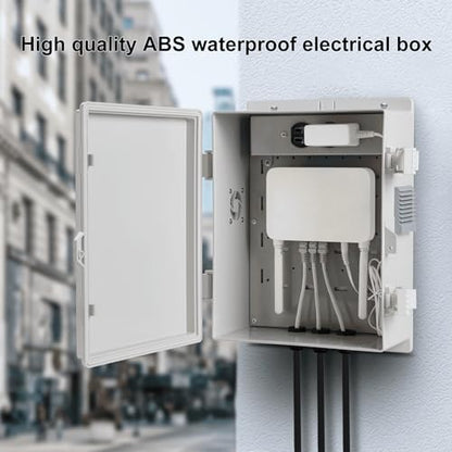 Namunanee Outdoor Electrical Junction Box, ABS Water Resistant Enclosure with Internal Mounting Panel & Hinged Cover (13" H* 9.2" L* 4.6" W & Outlet) - size: 13"H x 9.2"L x 4.6"W & Outlet