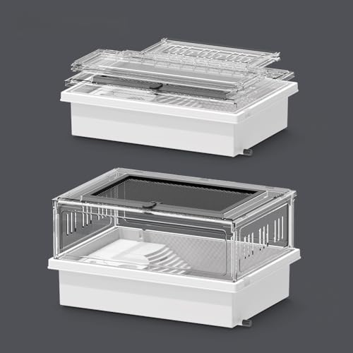 High Transparent Turtle Tank Removable Basking Platform with Drain Hole Household Desktop Terrarium for Reptiles Habitat