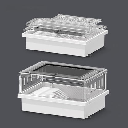 High Transparent Turtle Tank Removable Basking Platform with Drain Hole Household Desktop Terrarium for Reptiles Habitat