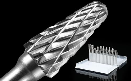 20 Pcs Carbide Burr Bits 1/8" Shank Compatible with Dremel Milwaukee Metal Grinding Wood Stone Steel Carving Cutting Engraving Grinder Kit Attachment Rotary Tool Accessories Set Harder Than Diamond