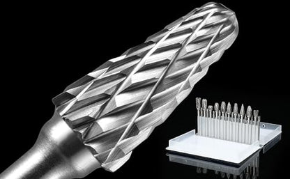20 Pcs Carbide Burr Bits 1/8" Shank Compatible with Dremel Milwaukee Metal Grinding Wood Stone Steel Carving Cutting Engraving Grinder Kit Attachment Rotary Tool Accessories Set Harder Than Diamond
