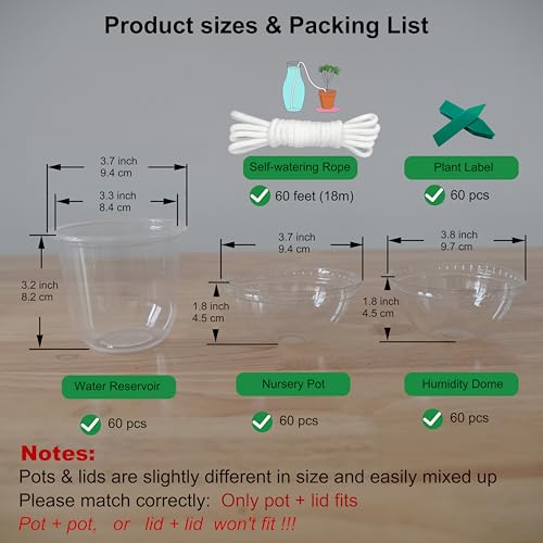 ORIMERC 4 inch Nursery Pots with Drainage, Garden Pots for Seeds, Seedling Pots for Plants, Self Watering Small Plant Pots, Plastic Seed Starter Planting Pots for Vegetable Fruit Flower (60 Set) - size: 60 Pack
