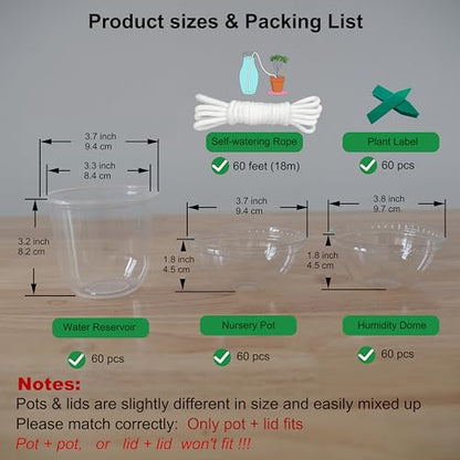 ORIMERC 4 inch Nursery Pots with Drainage, Garden Pots for Seeds, Seedling Pots for Plants, Self Watering Small Plant Pots, Plastic Seed Starter Planting Pots for Vegetable Fruit Flower (60 Set) - size: 60 Pack