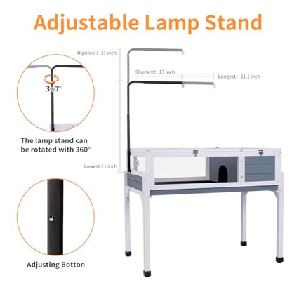 Nicedday Tortoise Habitat with Adjustable Lamp Holder Indoor Tortoises Enclosure for Small Animal Lizards Hamster Snake Turtle Habitat Reptile Cage